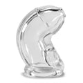Cock Lock chastity sheath, clear transparent plastic with ring base