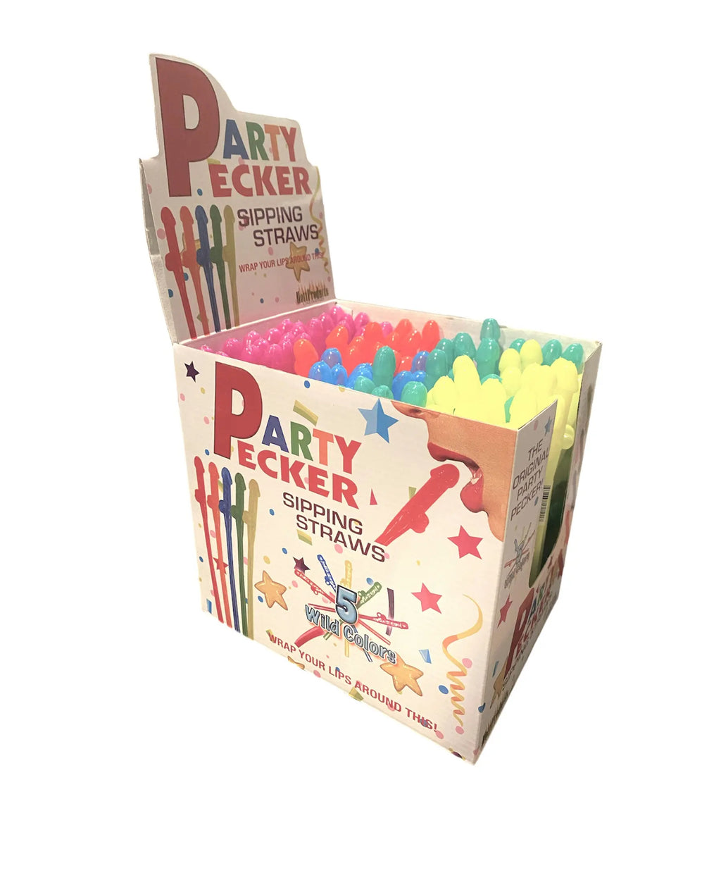 Party Pecker Sipping Straws 5 Assorted Colors 144 Pcs Display – body-safe materials | Fu'Cha Exotics
