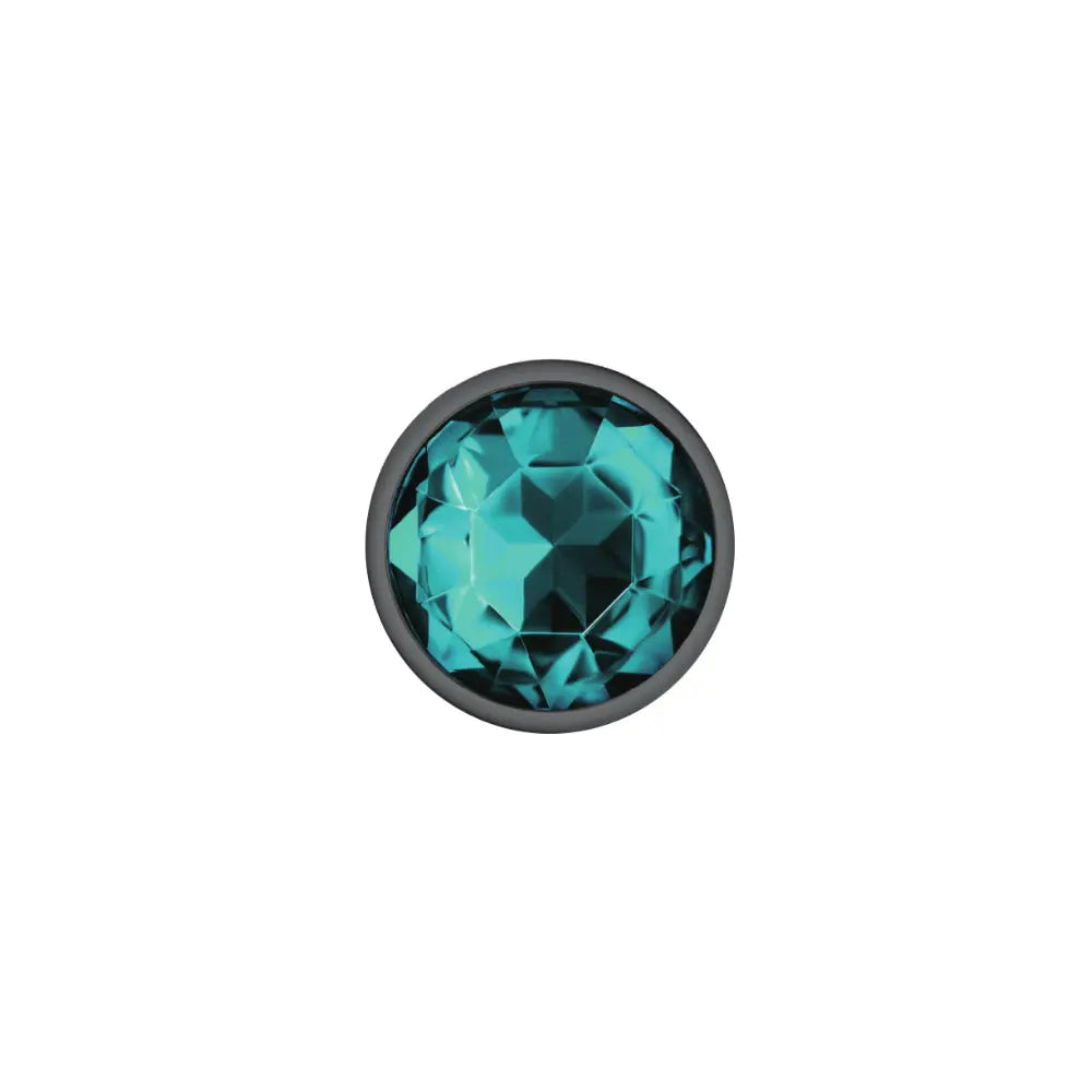 Teal Round Gem Gunmetal Metal Plug - Md – body-safe materials | Fu'Cha Exotics