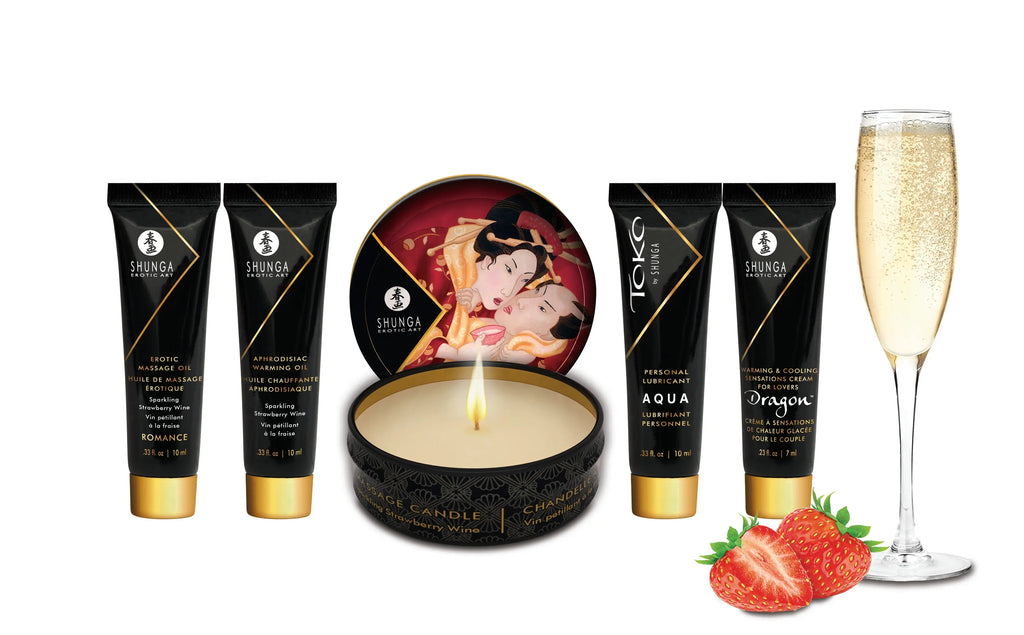 Geisha's Secrets Gift Set - Sparkling Strawberry Wine – body-safe materials | Fu'Cha Exotics