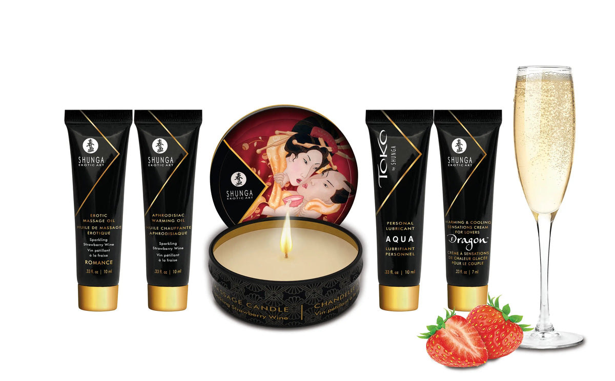 Geisha's Secrets Gift Set - Sparkling Strawberry Wine – body-safe materials | Fu'Cha Exotics