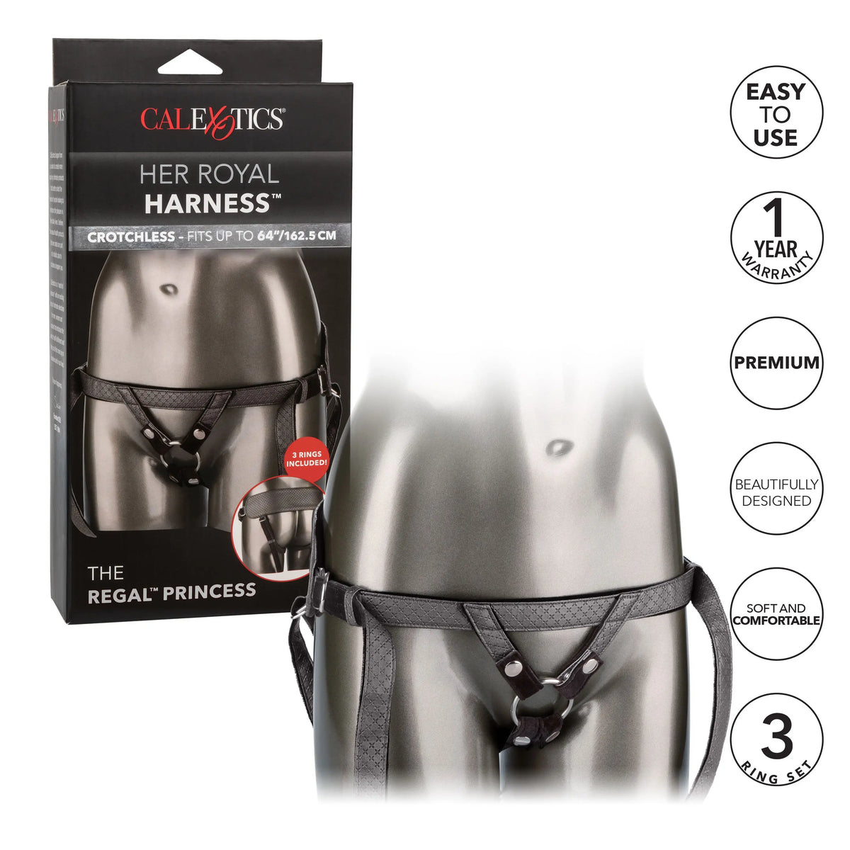 Her Royal Harness the Regal Princess - Pewter – body-safe materials | Fu'Cha Exotics