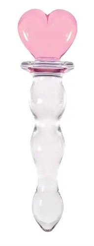 Pink heart-shaped glass crystal ornament with clear faceted base