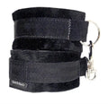 Black soft cuffs with metal ring and fastening strap
