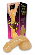 Sticky Willy adult novelty toy, tan gel-like flexible shape