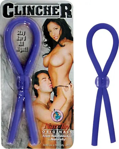 Blue elastic cockring with attached loop detail