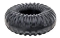 Ribbed ring with dark spiral-textured band and rounded edges
