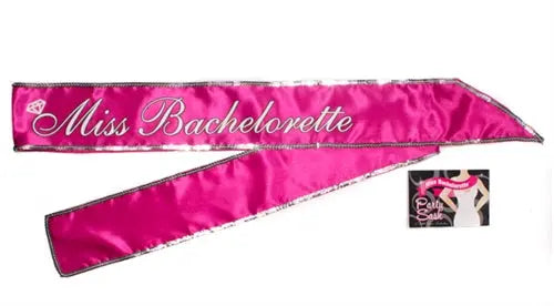 Hot pink satin sash printed 'Miss Bachelorette'