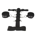 Black adjustable neck and wrist restraint set with metal rings