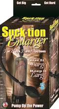 Suction enlarger device in retail box, showing black tube, pump, and beige cylinder.