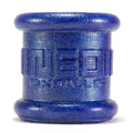 Blue silicone ball stretcher, 2 inch tall, with embossed markings