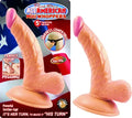 Curved flesh-tone sex toy dildo with balls, textured shaft