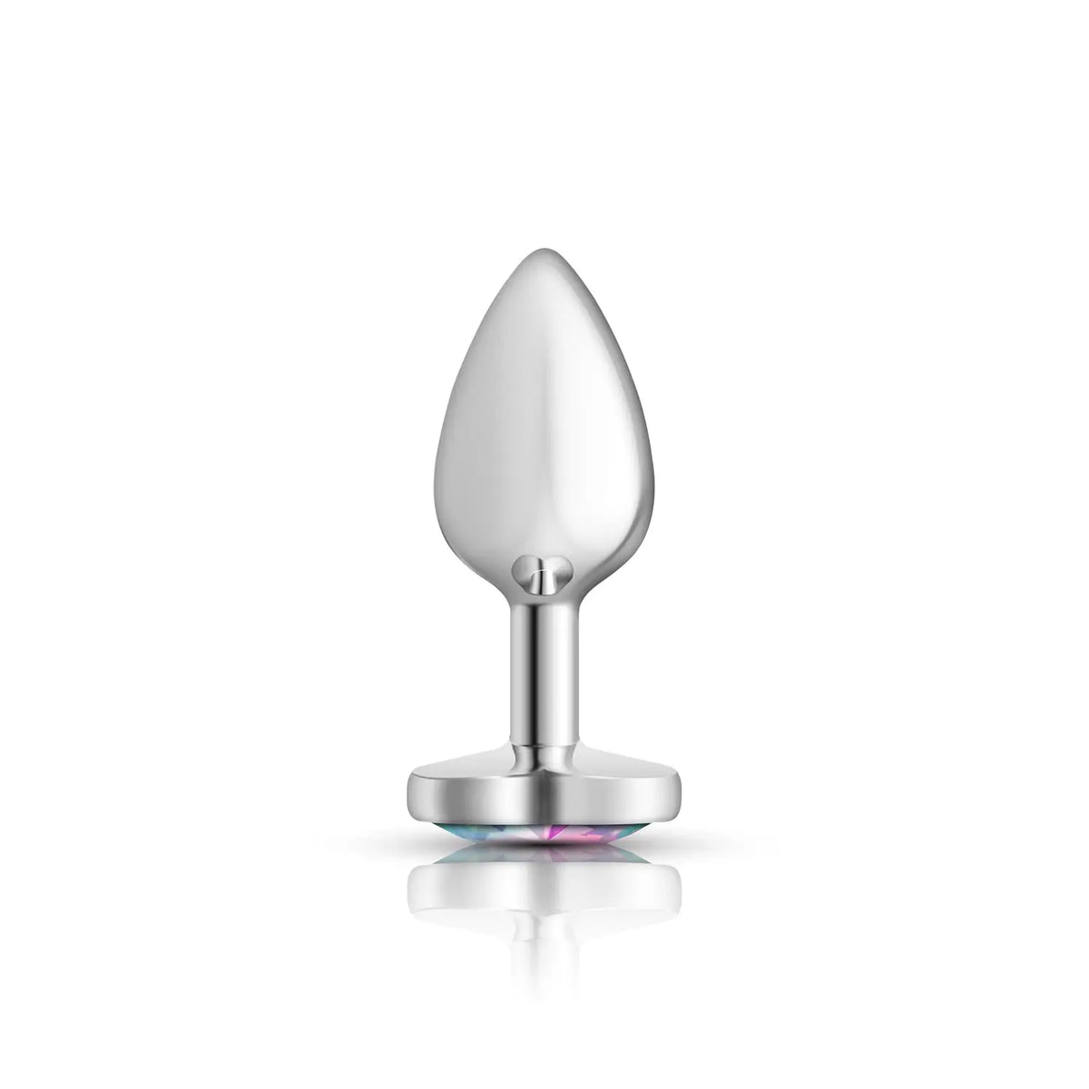 Clear Iridescent Heart Gem Silver Metal Plug - Sm – body-safe materials | Fu'Cha Exotics