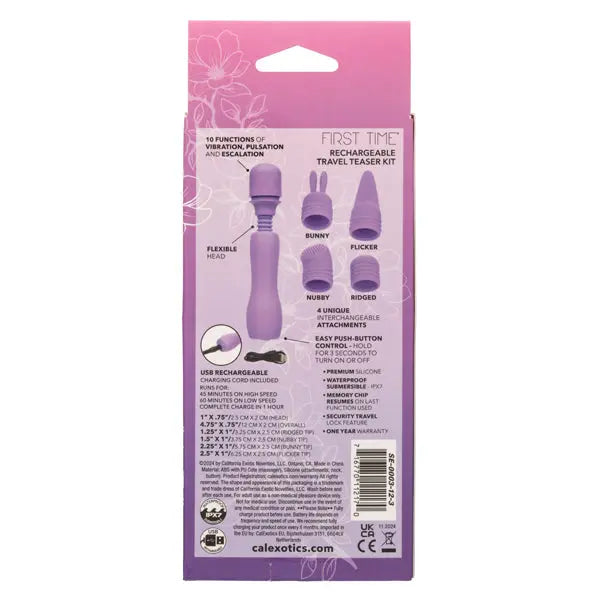 First Time Rechargeable Travel Teaser Kit - Purple – body-safe silicone 10 vibration modes | Fu'Cha Exotics