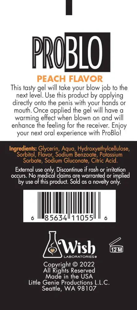 Problow - Oral Pleasure Gel - Peach – body-safe materials | Fu'Cha Exotics