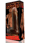 12-inch ball-shaped dildo in retail box, dark textured surface