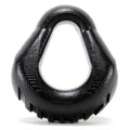 Black padded cockring with textured ring center and hook-like grips