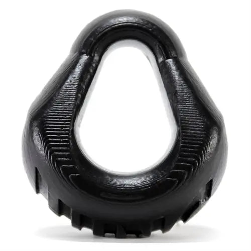 Black padded cockring with textured ring center and hook-like grips