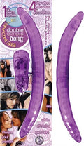Lavender bendable double dildo with two curved flexible shafts