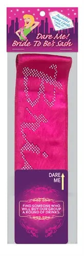 Bride-to-Be sash in pink fabric with glittery lettering and crown design