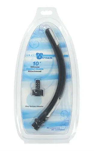 10 in silicone comfort nozzle attachment, curved black nozzle on blister pack