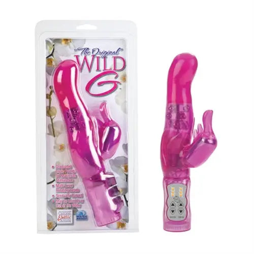 Pink adult g-spot vibrator with curved head and control buttons