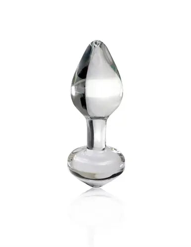 Clear glass icicle-style butt plug with flared base