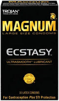 Latex condom 10-pack box with Magnum Ecstasy Ultrasmooth lubricant branding