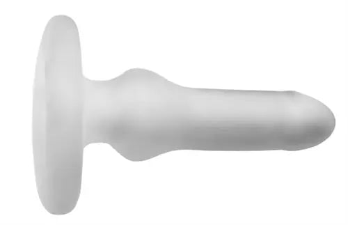 Clear flexible toy with wide round base and rounded tip
