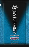 Wet Synergy hybrid lubricant foil pouch, cool tingle label on dark blue pack