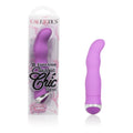 Purple curved 8-function sex toy with base and retail box