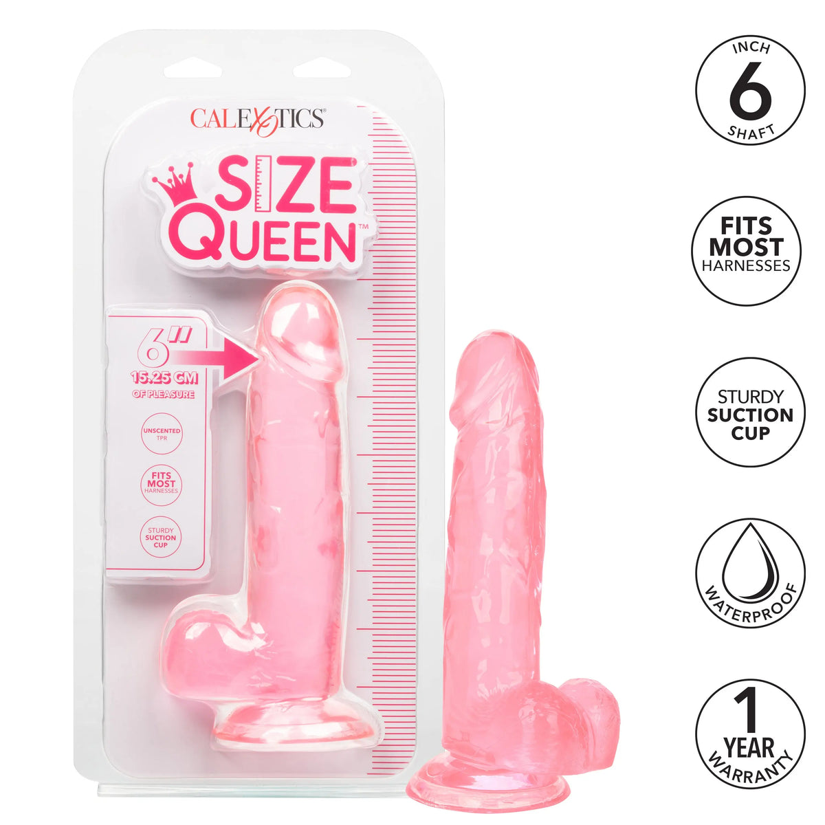 Size Queen 6 inch/15.25 Cm - Pink – body-safe materials | Fu'Cha Exotics
