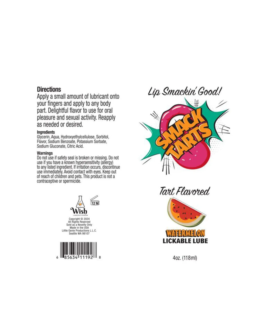 Smack Tarts 4oz Lickable Flavored Lubricant - Watermelon – body-safe materials | Fu'Cha Exotics