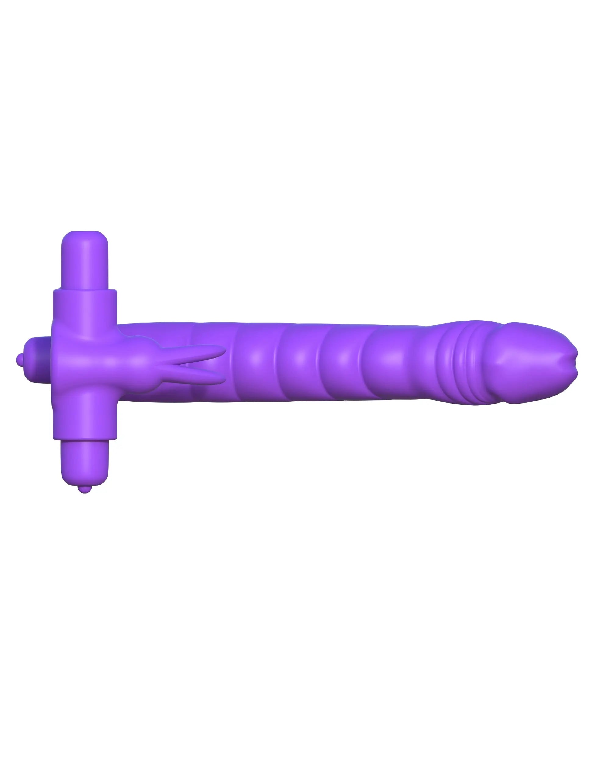 Purple silicone C-ring double penetrator with rabbit-style head