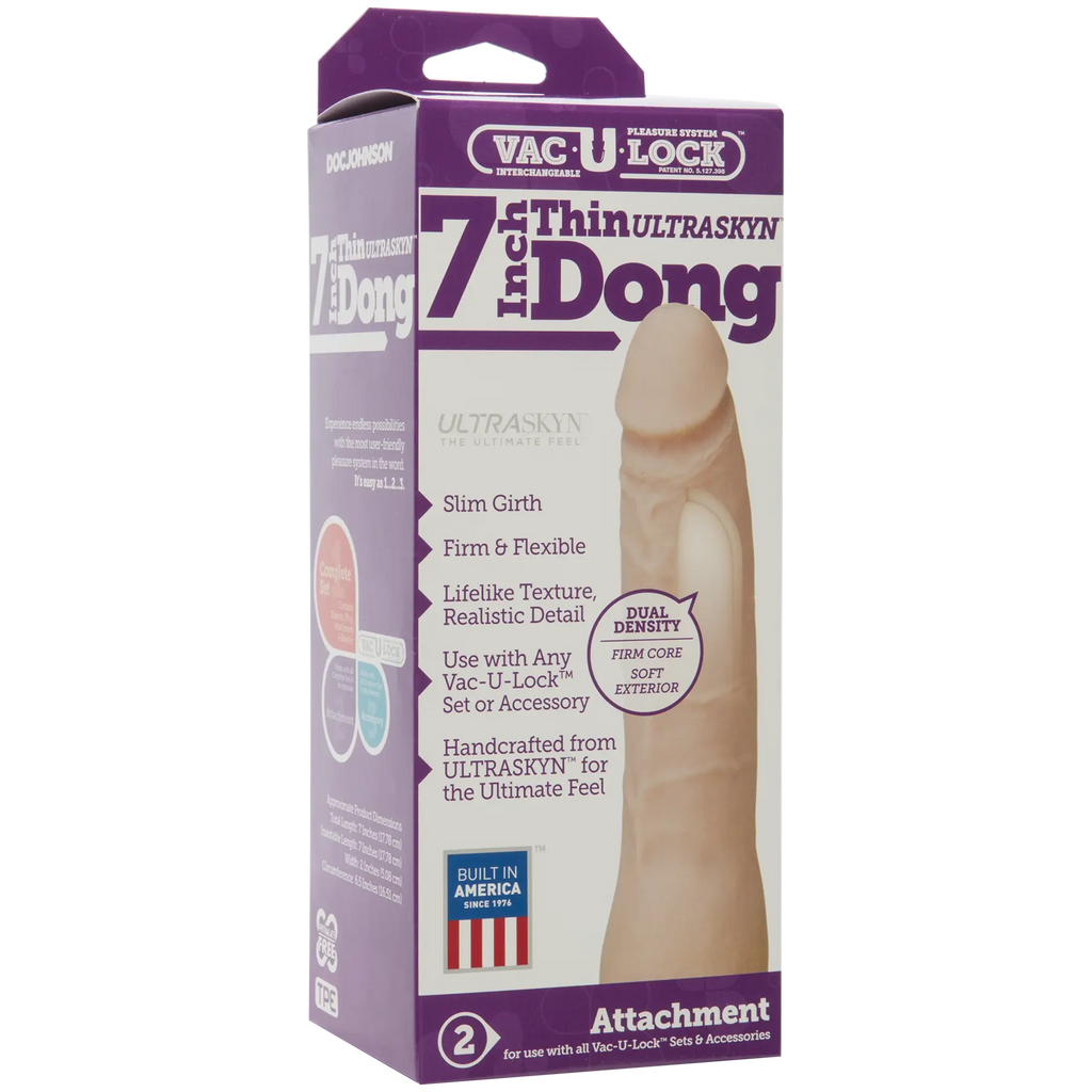 Vac-U-Lock 7-Inch Ultraskyn Thin Dong - Vanilla – body-safe materials | Fu'Cha Exotics