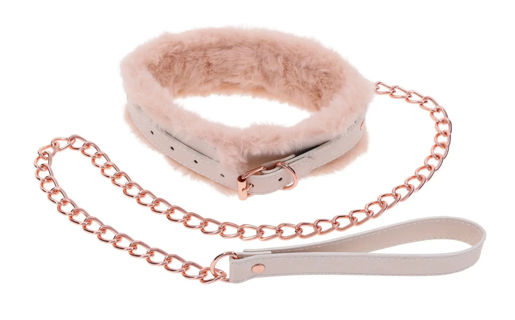 Peaches N Creame Fur Collar and Leash - Pink – body-safe materials | Fu'Cha Exotics