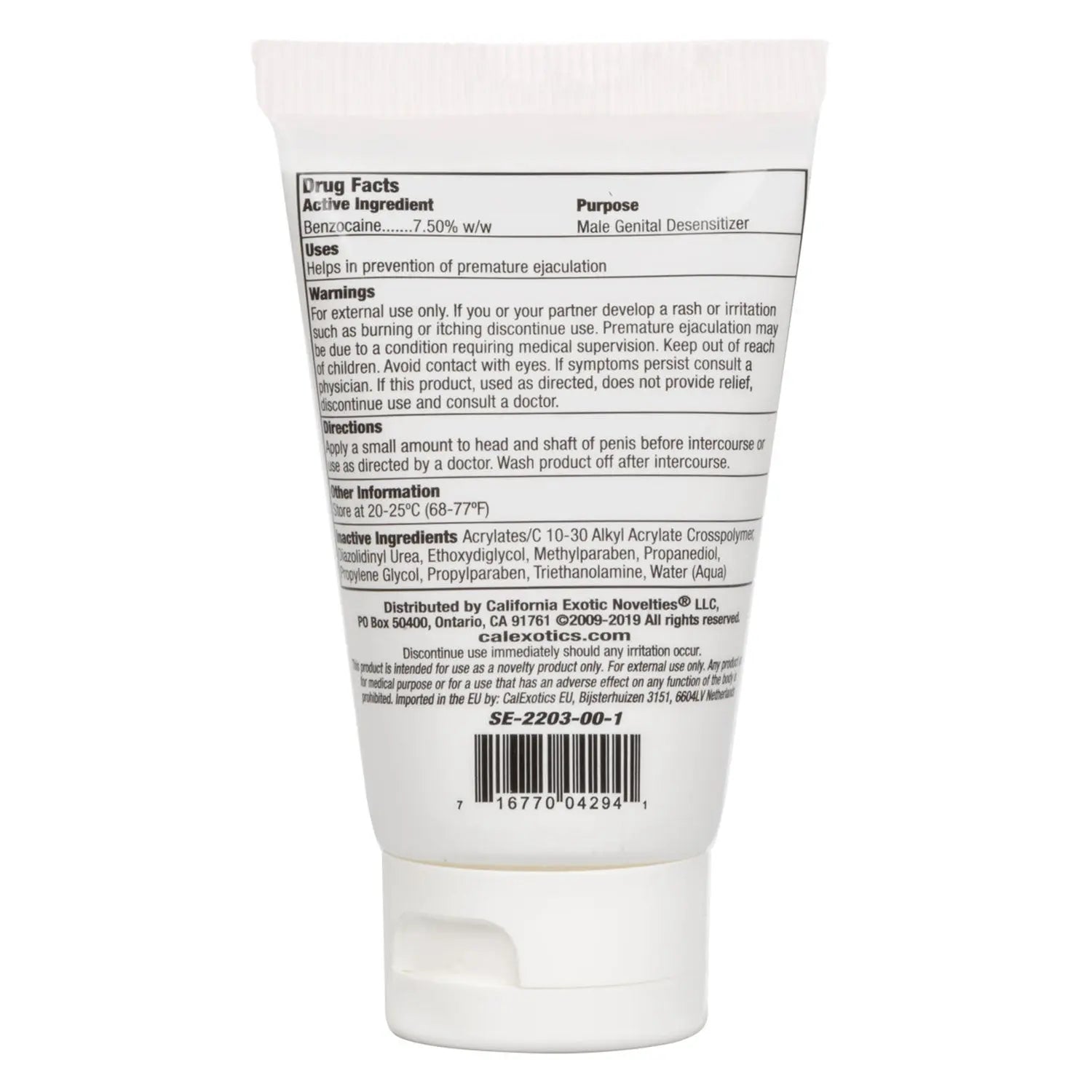 Skincare cream tube with back label showing Drug Facts and ingredient list