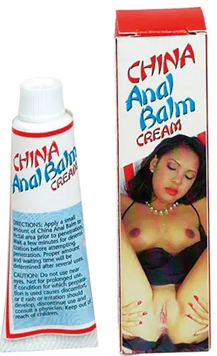 Anal balm cream tube and boxed package, white bottle with red and blue label