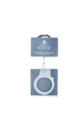 Metal handcuffs with hanging display tag