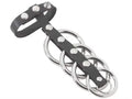 Black rubber strap with five metal rings and stud accents