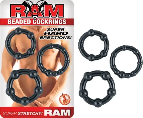 Ram Beaded Cockrings - Black – body-safe materials | Fu'Cha Exotics