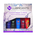 Assorted 5-pack personal lubricants retail box with five lubricant bottles