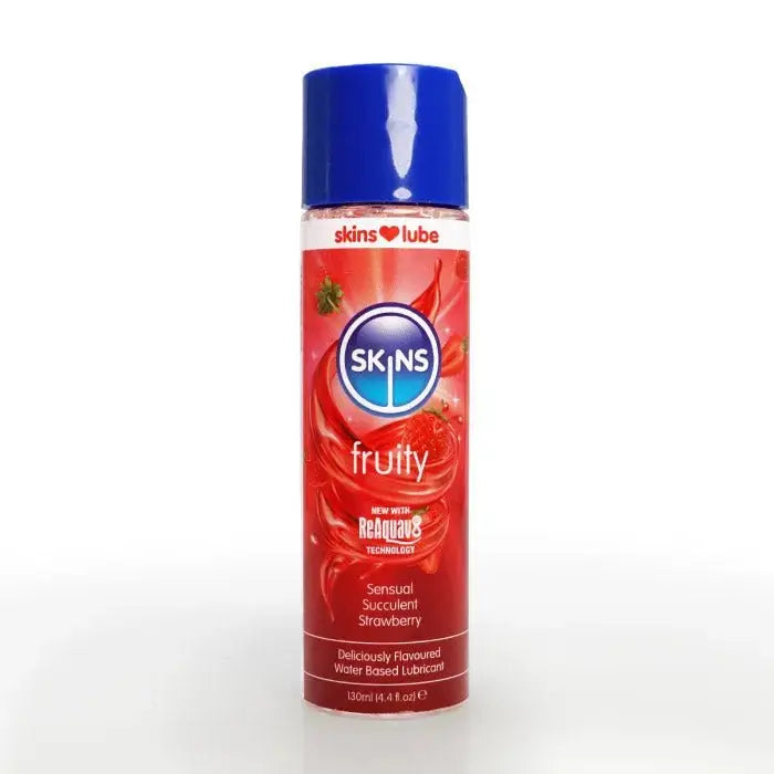 Skins Strawberry Water Based Lubricant 4.4oz – body-safe materials | Fu'Cha Exotics