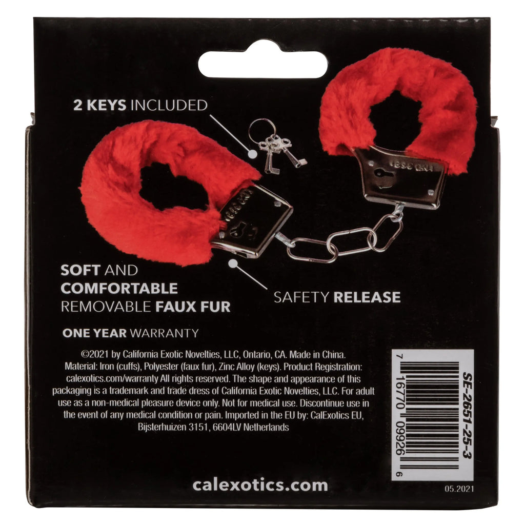 Playful Furry Cuffs - Red – body-safe materials | Fu'Cha Exotics
