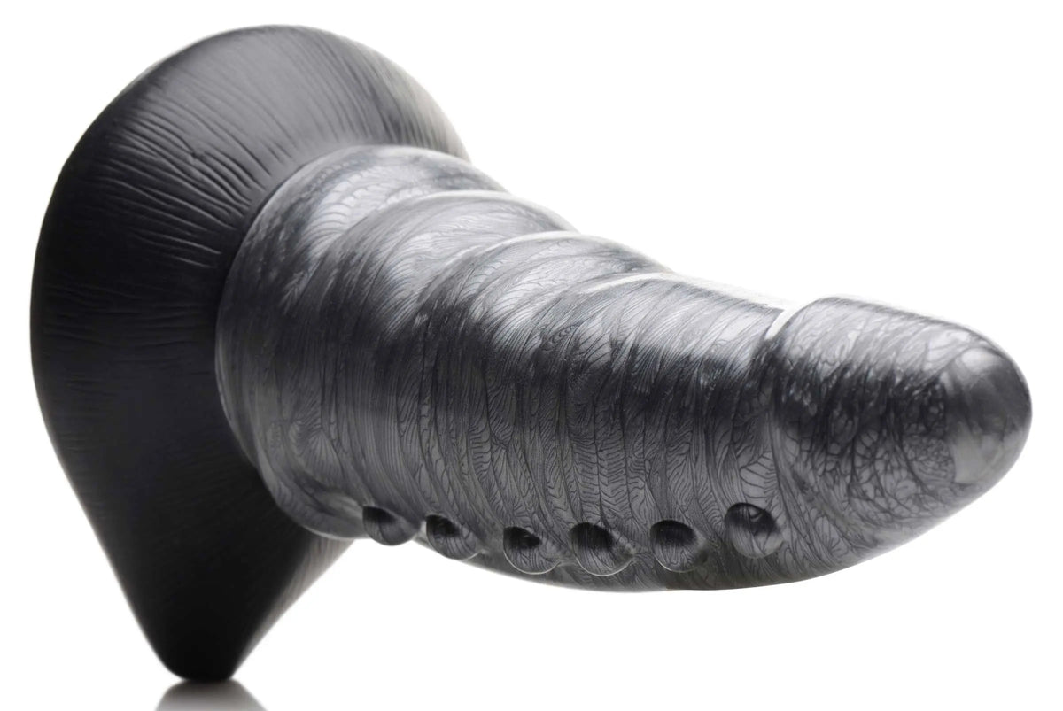 Beastly Tapered Bumpy Silicone Dildo - Silver – body-safe materials | Fu'Cha Exotics