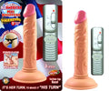 Flesh-toned 5-inch straight vibrating silicone dildo with suction-cup base