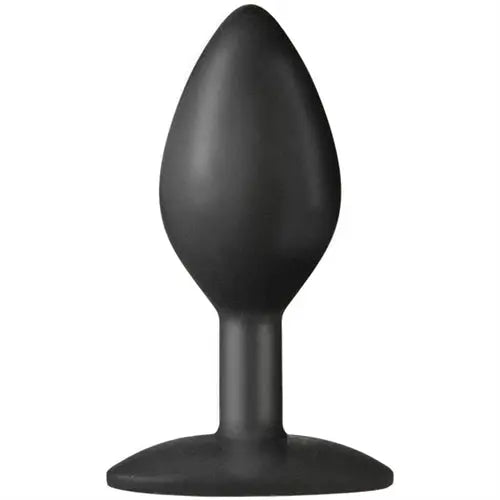 Black silicone spade-shaped medium plug with flat base