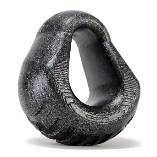 Oxballs padded cockring, dark gray teardrop loop with textured padding
