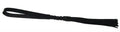 Beaded flogger with black braided handle and bead-detailed strip; black fringe tip