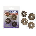 4-pack smoky decorative hair enhancers: star and flower metal-toned rings